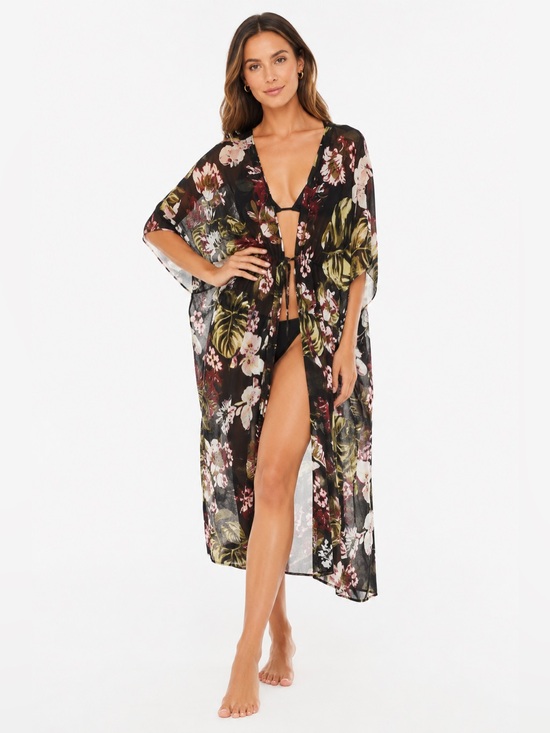 Walter Baker Other - NWT Walter Baker Tulum Multicolor Floral caftan swim coverup kimono tie front